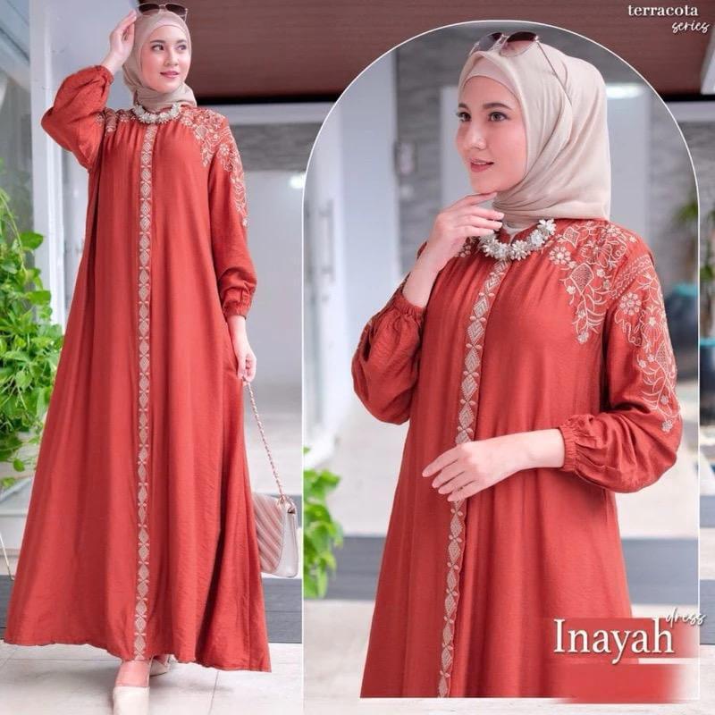 Inayah dress bahan crinkle airflow premium outfit lebaran terbaru 4