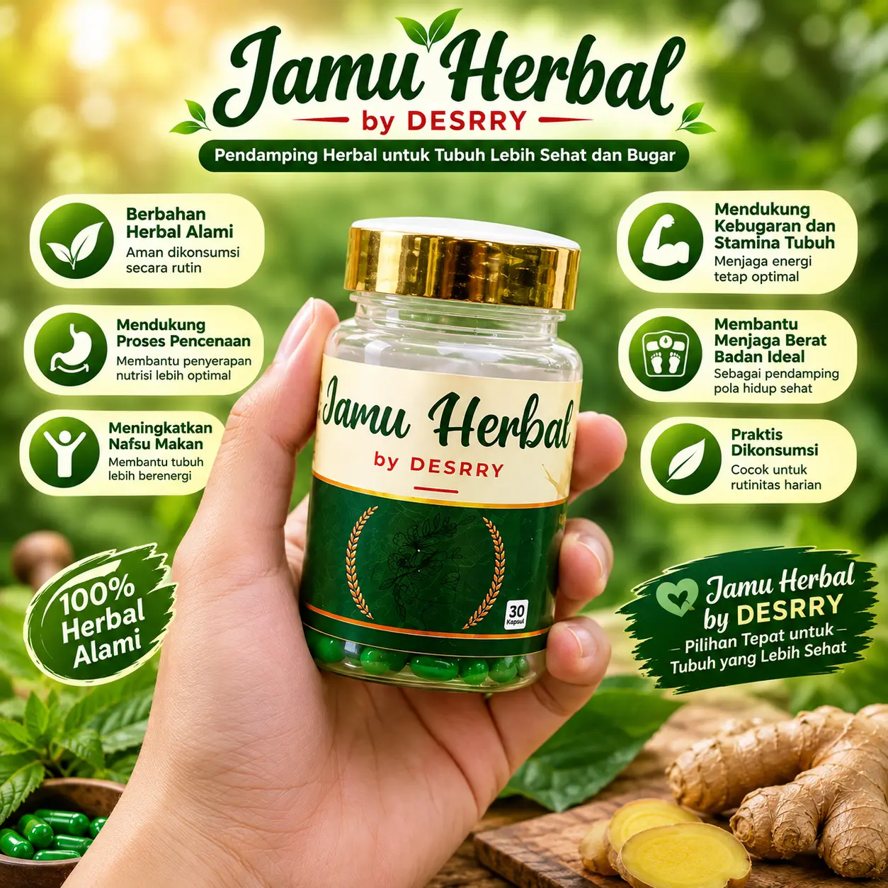 Paket Isi 2 Botol Jamu Herbal 60 Kapsul BPOM Bikin Bb Naik Terjamin Untuk Kesehatan