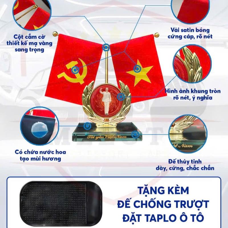 CỜ TỔ QUỐC, CỜ ĐẢNG TÔI YÊU VIỆT NAM. Vật phẩm trang trí taplo xe ô tô, bàn làm việc, góc tủ trưng bày và làm quà tặng 4