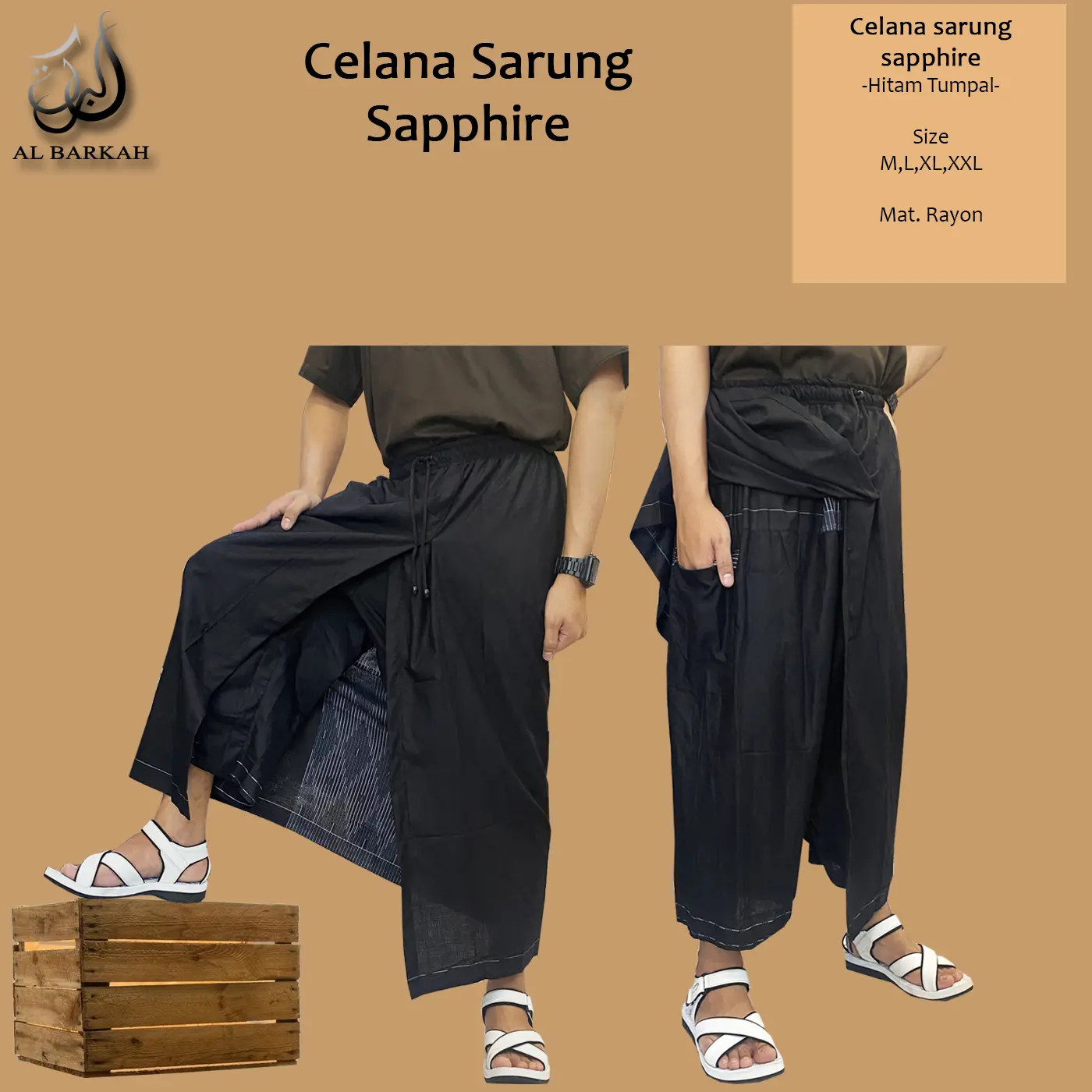Celana Sarung Sapphire Hitam Tumpal Perlengkapan Sholat Pria Dewasa Remaja Kain Muslim