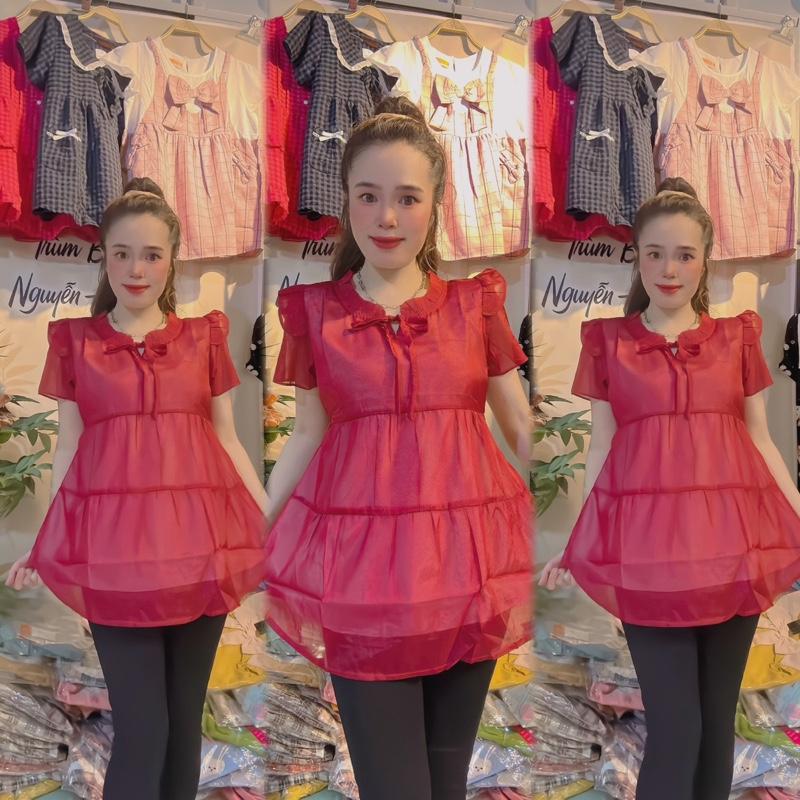 Áo bầu kiểu babydoll chất voan mềm xinh 45-90kg