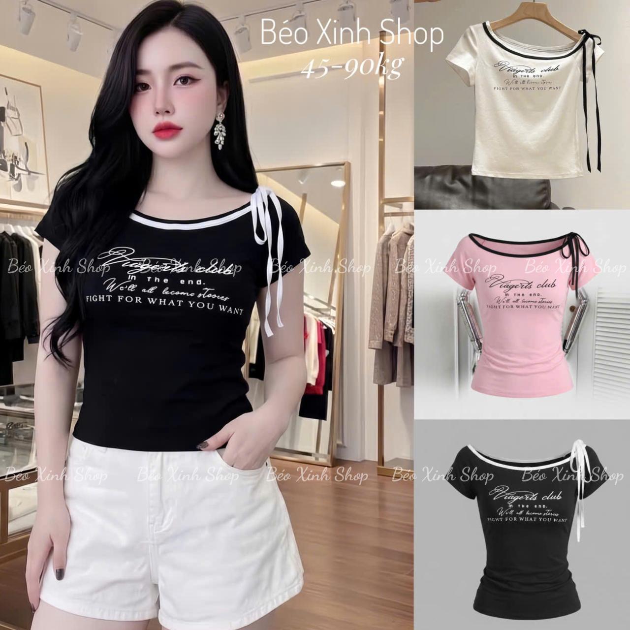 Áo Thun Nữ Cổ Polo Vải Borit Sọc Thêu Gấu Cao Cấp Thanh Lịch Bigsize 45–90kg Dễ Thương Nữ Women Top Nhung - A.1692