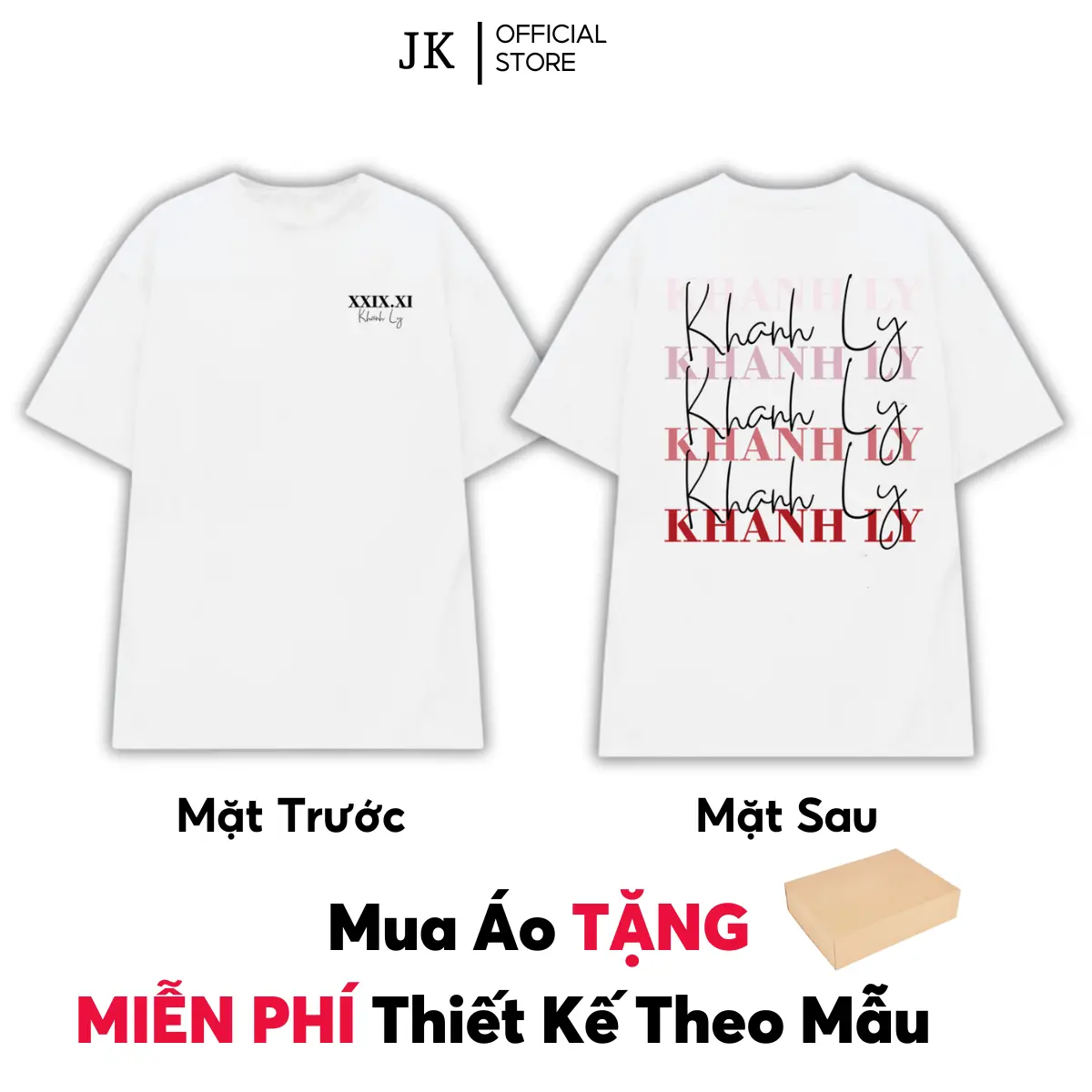 [NHẬN IN THEO YÊU CẦU] Áo Thun Mẫu In Tên 2 Mặt Chất cotton 2 chiều , mềm mại thoáng Mát  Tằng Kèm Hôp đựng