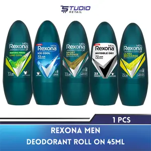 [ 1 Pcs 45ml ] Deodorant Men Antiperspiran Anti Bau Badan Roll on Pria Lime Ice Cool Invisible Dry Sport Defense Ultra Recharge 45ml