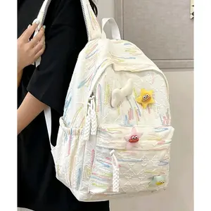 Tas Ransel Wanita Besar Muat Laptop Backpack Women Korean Style Sekolah 24819 Bahan Nylon Ukuran 30cm x 42cm x 13cm
