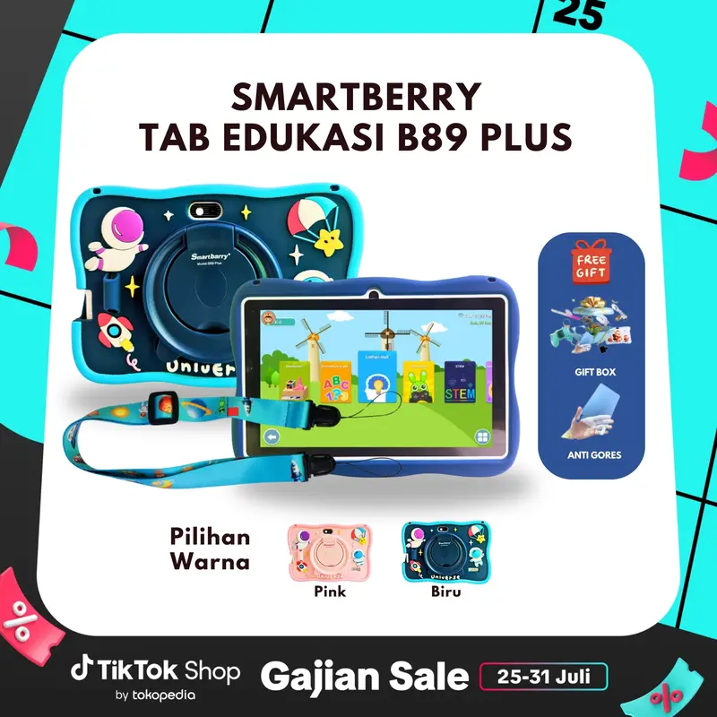 SMARTBERRY KIDS STUDY TAB B89 Plus / B85 Pro / B93 tab 4/128GB / Tablet Anak / Tablet 7 Inch / Tablet PC / Tablet Android 13 / 4/128 GB / 2Camera Bluetooth 0