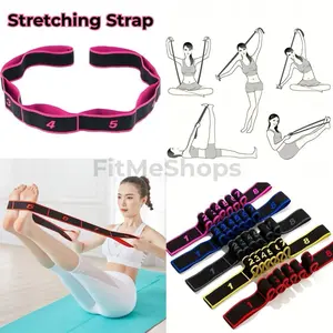 Fitme KK-501 8Loops Yoga Stretching Exercise Strap WovenResistance Support Band Strap Exercise Yoga Pilates