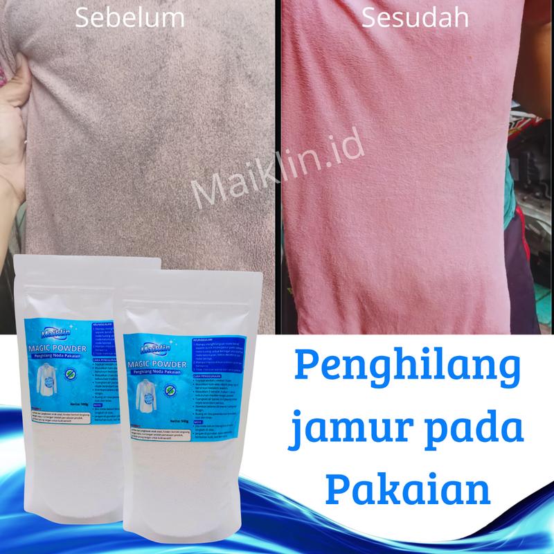 MAIKLIN MAGIC POWDER 1 KG Serbuk Ajaib Penghilang Noda Jamur Dan Noda Berat di baju aman untuk baju berwarna kain kuning 3