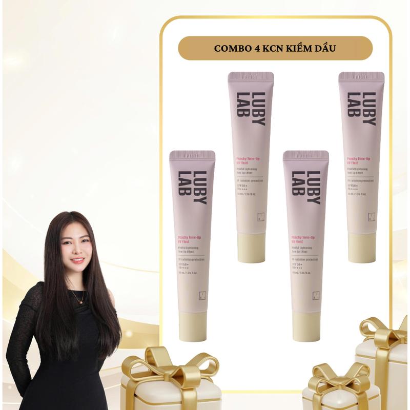 SN1972 - Combo 4 Kem Chống Nắng Lubylab Chống Nước Kiềm Dầu Peachy Tone Up UV Fluid SPF50+PA++++ 40ML