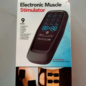 EMS Alat Terapi Stroke Stimulasi Otot Pijat Elektrik dengan Bantalan Gel Pemijat Tubuh TENS Elektrik 9 Mode Stimulator Otot Denyut Nadi Dapat Diisi Ulang USB Dapat Disesuaikan untuk Pereda Nyeri Leher, Punggung, dan Bahu