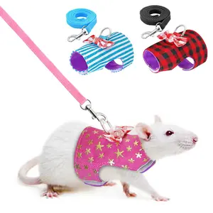 Hamster Small Pet Harness Rabbit Bowtie Striped Star Harness Vest Leash Traction Rope Ferrets Rats Hamster Chest Strap - A 5:361386