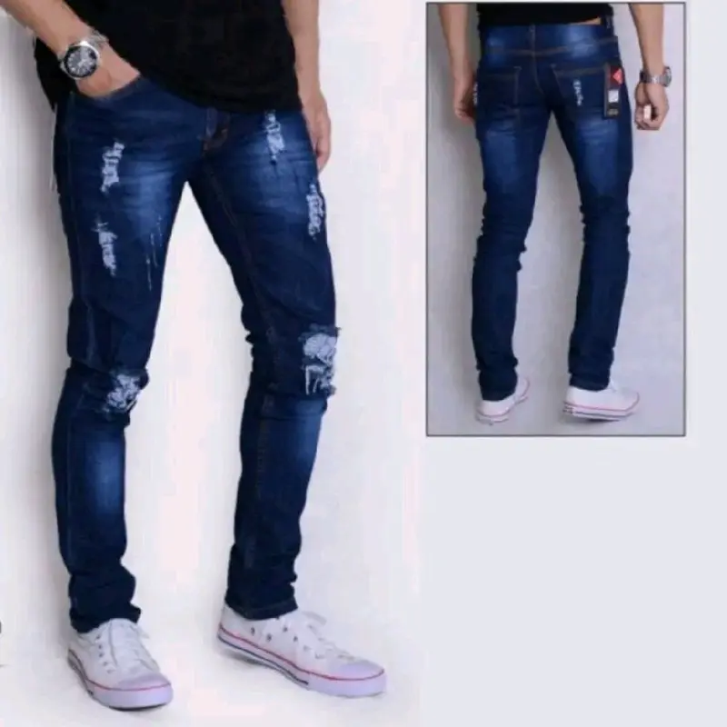 PAKET HEMAT BELI 1 GRATIS 1 CELANA PANJANG PRIA JEANS SOBEK LUTUT//RIPEED JEANS TERBARU 2