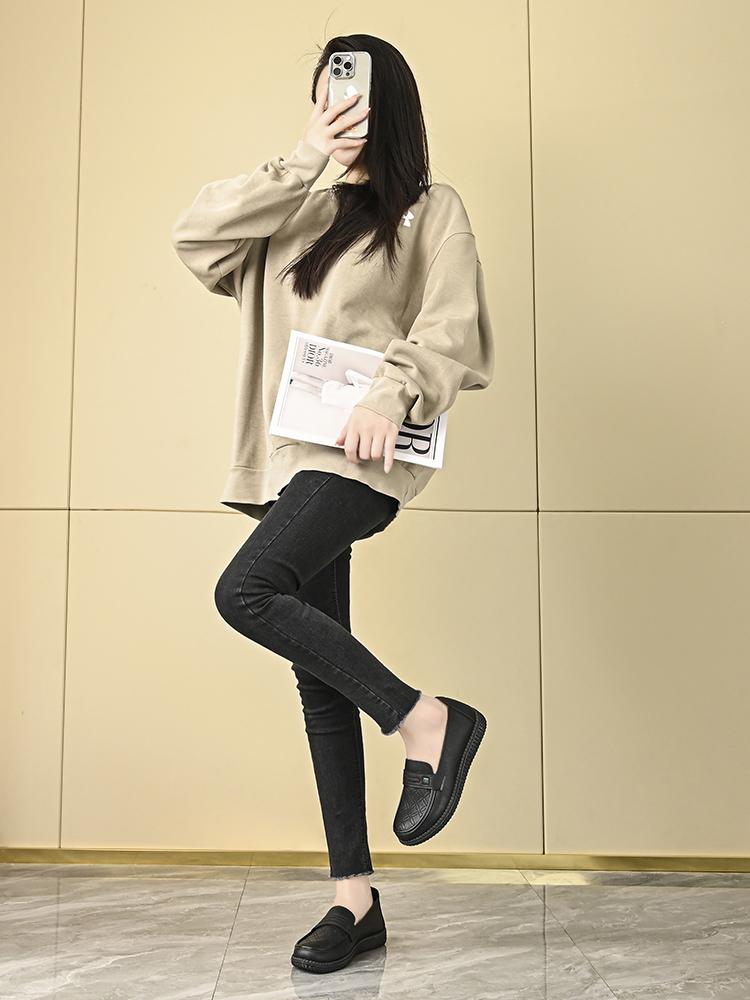 Product Introduction of Sepatu Wanita Flat Shoes Wanita Kulit Korea Kulit Asli Fashion Terbaru Sepatu Kantor Elegan Nyaman Bernapas Ringan Kasual Karet 7
