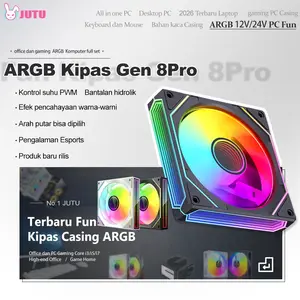JUTU PC CPU Fan Casing 12cm Cooling Shadow Black White Led ARGB PWM AIO Cooler Kipas DC 12/24volt fan case kipas komputer rgb fan 5v - Pengiriman 12 Jam/Garansi 12 Bulan