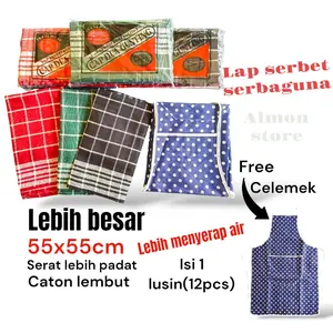 lap serbet 1lusin lap dapur serbaguna ukuran 55x55cm jumbo mix warna katun