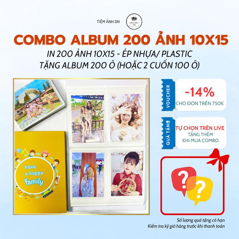 [COMBO 200 ẢNH 10X15 - ÉP NHỰA - KÈM ALBUM] Kích cỡ 10x15. Đã ép chống nước, bền màu. Phù hợp in ảnh lưu giữ kỉ niệm, decor, ảnh to, rõ, đẹp. Có kèm 2 album 100 ô đựng đủ 200 ảnh , bìa giấy cứng cao câp. KA31 album  đựng ảnh