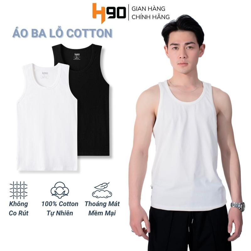 Áo ba lỗ nam H90, áo lót nam trắng đen, 3 lỗ, thun cotton, gym, thấm hút, co giãn BLT01