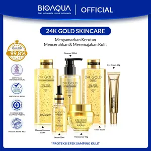 【24K Series】【BPOM】Bioaqua 24K Gold Skin Care Facial Cleanser 200ml / Toner 300ml / Makeup Remover 300ml / Cream 50g /Serum 30ml/ Gold Eye Cream