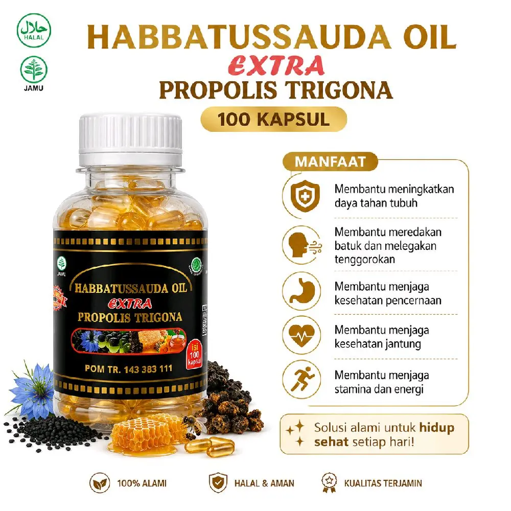 Habbatussauda Trigona Extra Propolis Zaitun 100 Kapsul