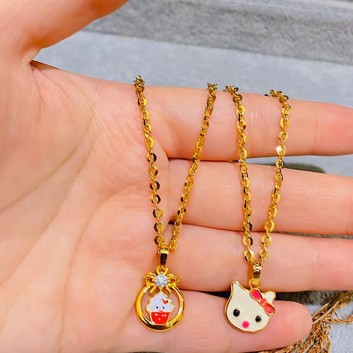 Kalung Anak Kitty rantai Nuri Titanium 30cm