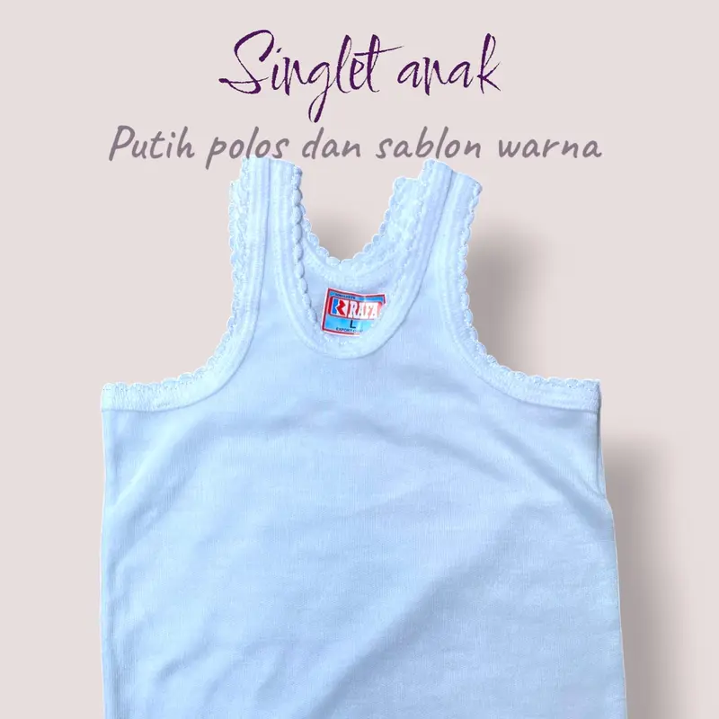 Singlet anak putih polos dan sablon warna usia 1-5 tahun unisex Fashion singlet anak laki laki Perempuan 2