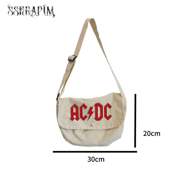 ￼Sserapim - ACDC Bag Tas Distro Tas Canvas Tas Selempang Skena Tas Canvas Tas Pria Kece Tas Canvas Wanita Tas Canvas Slingbag Tas Canvas Tote Bag Tas Canvas Korean Style Y2K Tas Selempang Pria 2