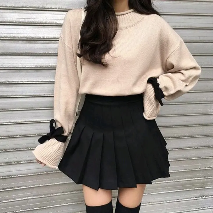 Rok Tenis Pendek Mini Korea Style Skirt Wanita Hitam Casual