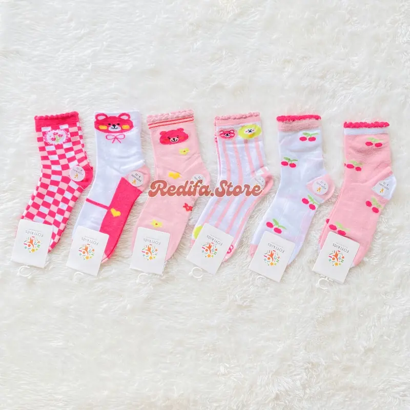 3pcs Kaos Kaki Anak 4-8 dan 8-12 Tahun Katun Premium Panjang Motif Simple Lucu - Banyak Pilihan Warna & Motif 1