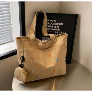 YQY New casual print letter canvas 2in1 large capacity Tote handbag sling bag for woman #7122