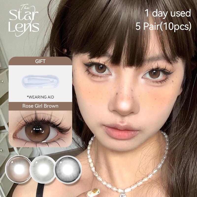 Kính áp tròng hàng ngày, Starlens, 10 cái, Thiết kế dễ thương, Đường kính 14,2 / 14,5mm, Sử dụng trong 1 ngày, Độ cận thị 0,0-8,0