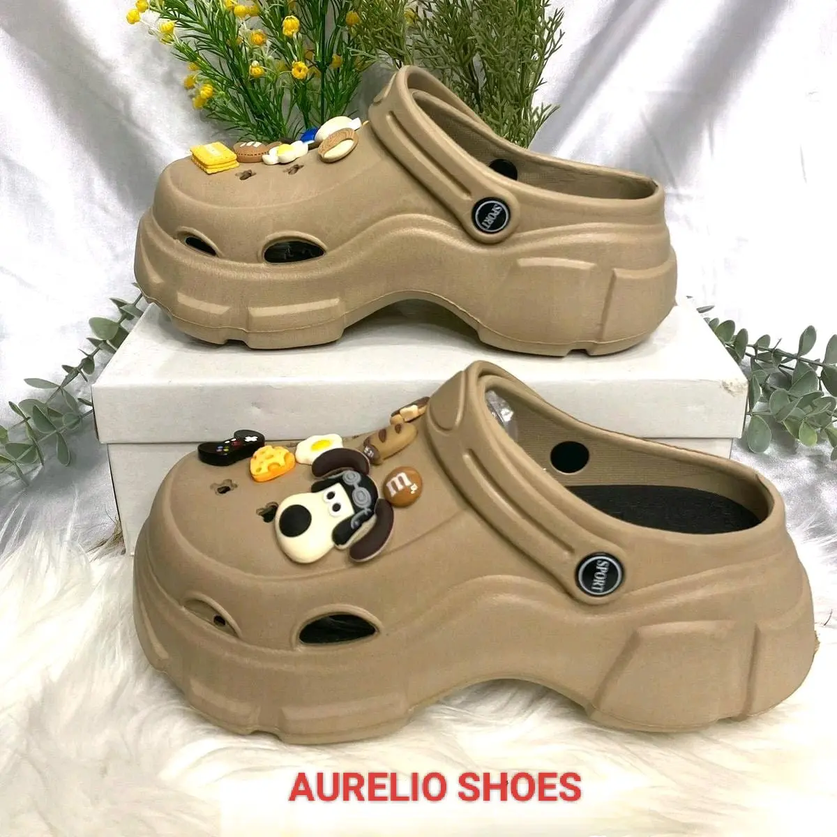 [AURELIO] - Sandal Lebaran 2024 Model baru Jibbitz Dog Variasi Donat Tinggi 7 Cm Karet limitless sandal Wanita