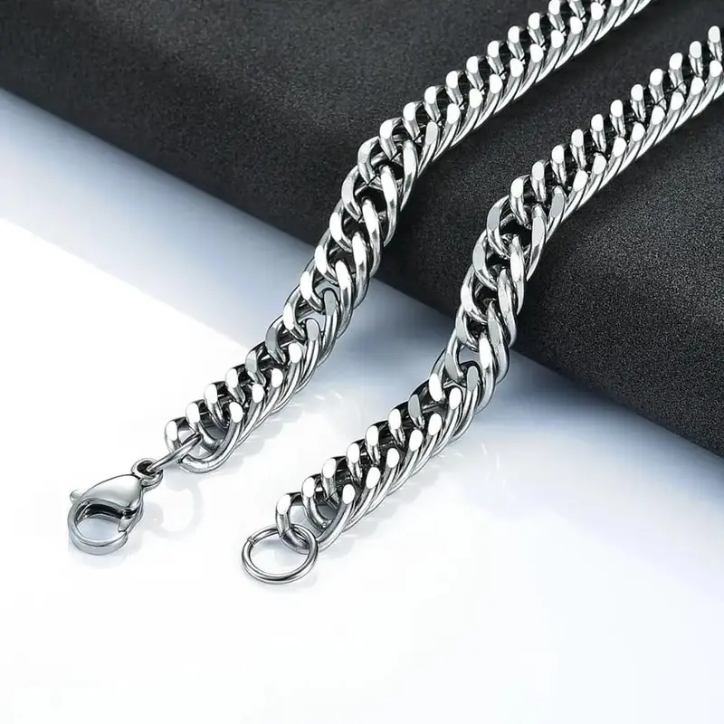 kalung viral tiktok titanium anti karat model rantai Laki-laki terbaru kekinian silver stainless jewellery 5