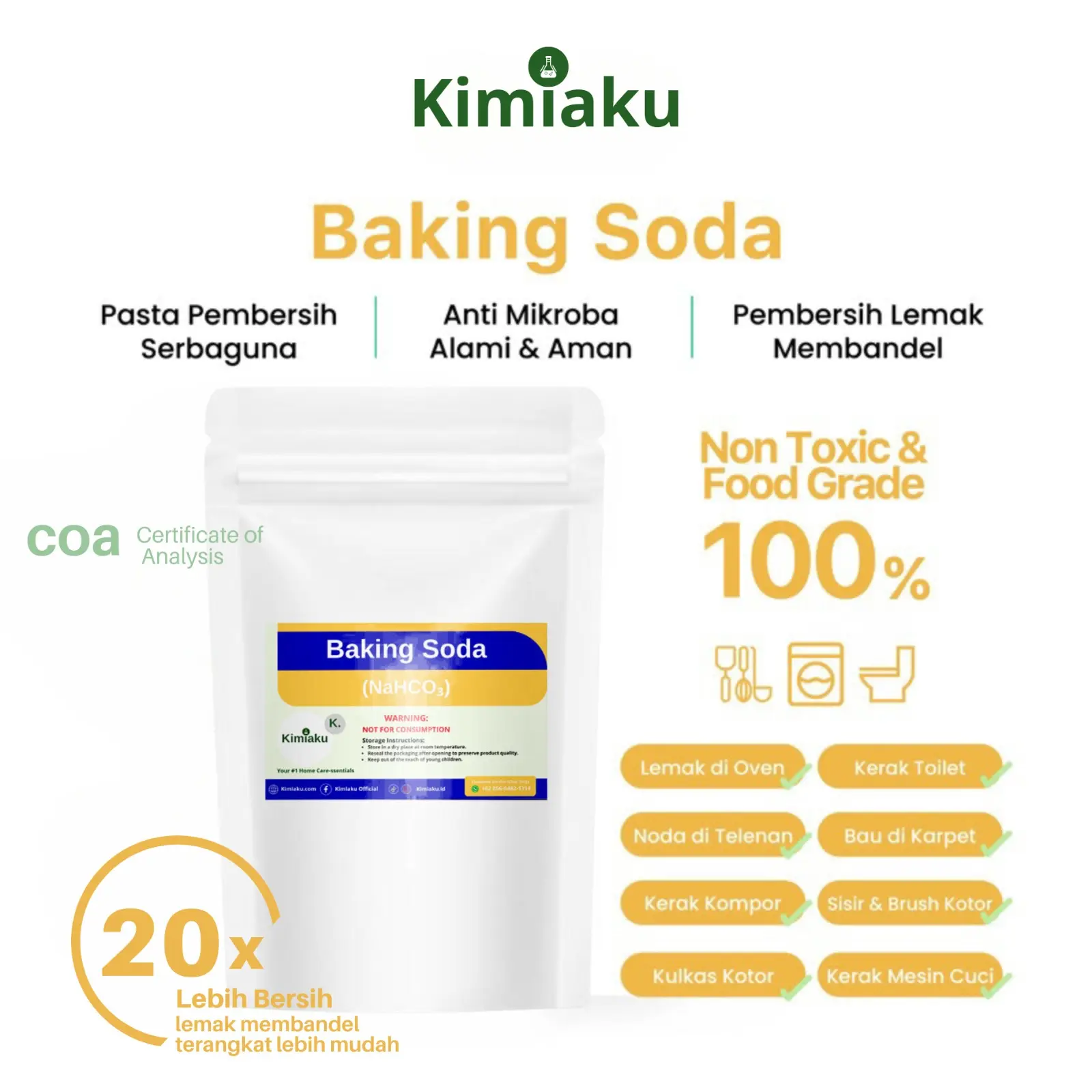 BAKING SODA - Sodium Bicarbonate / Soda Kue / Pembersih Rumah Tangga 500gr