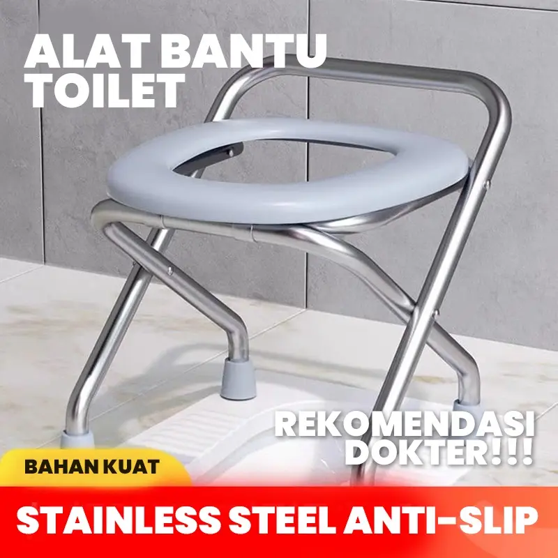 Alat Bantu Duduk Kursi Toilet Kloset Jongkok Kamar Mandi Berbahan Stainless Steel Muat 200 KG
