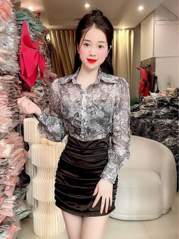 (C016) Áo sơ mi thiết kế tơ hoa pháp form tôn dáng kèm áo trong kín đáo áo kiểu nữ sang chảnh by Thương Lê C016