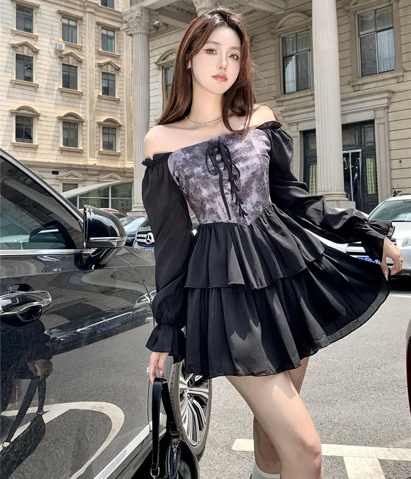 7801 long sleeve dress plus size party dress black cocktail dress formal  off shoulder dress sexy mini dress backless dress prom dinner dress Korean  evening dress French dress - TikTok Shop Malaysia