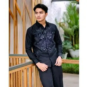 kemeja batik lengan panjang premium baju batik pria dewasa outfit batik fashion batik seragam kondangan atasan pria dewasa lengan panjang Hitam Formal Casual Santai Nyaman