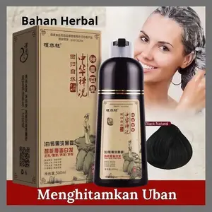【COD ORI】Shampo Penghitam Rambut Uban Menjadi Hitam Permanen Sampo Penghilang Uban Shampoo Uban Menjadi Hitam Black Herbal Natural Polygonum Multiflorum Hair Blackening / Vitamin Rambut - 500 ml