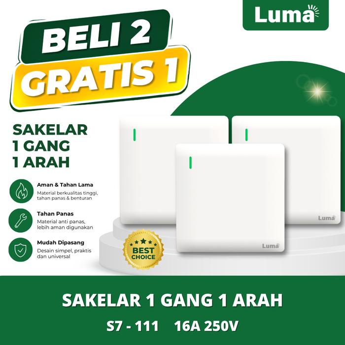 Gambar LUMA Saklar Lampu Series S7 16A 250V / Stop Kontak Putih Saklar ON OFF Dinding Rumah Modern SNI Premium - 1 Gang 1 Arah (B2G1) dari Luma Store Kota Tangerang 5 Tokopedia