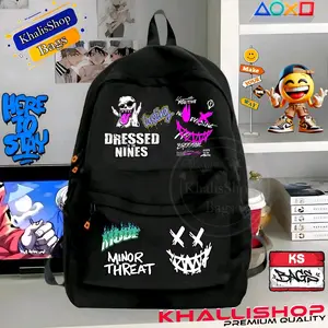 KhalisShop-Tas Ransel pria Dressed nines Backpack fashion Laptop Pria/Wanita Sekolah SD/SMP/SMA dan fungsional Cowok Cewek sekolah Hitam kece Unisex Gendong Vintage skena stayle