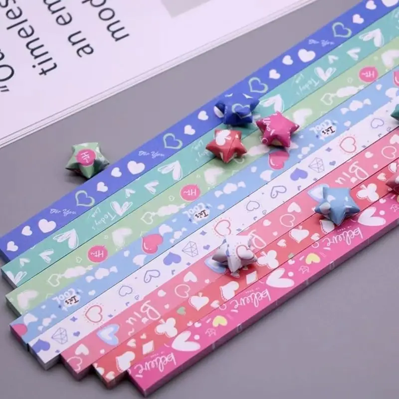 Giấy Origami, 540 Tờ, Hình Ngôi Sao, Thủ Công Tay Tự Làm, Giấy Ngôi Sao May Mắn, Dải Giấy Ngôi Sao Gấp, Thích Hợp Cho Thủ Công Mỹ Nghệ Giấy 8