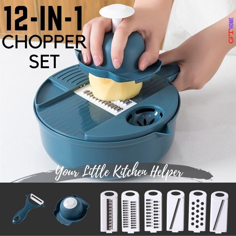 GThome.sg 12-in-1 Food Chopper Kitchen Helper Food Slicer 6 Slicing ...