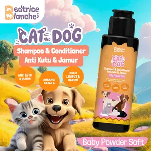 Beatrice Blanche Shampo Anti Jamur & Kutu untuk Kucing dan Anjing Formula Lembut Bebas SLS & Paraben Menutrisi Kulit Melembutkan Bulu Baby Powder Soft
