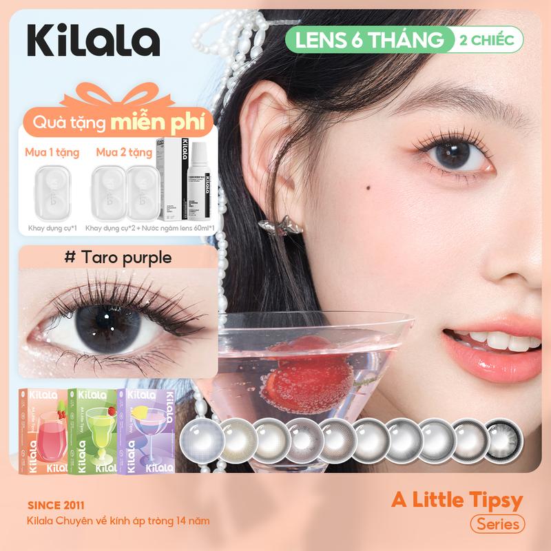 Kính áp tròng Kilala lens 6 tháng dòng A Little Tipsy màu nâu hồng xám DIA 14.2-14.5mm độ cận 0-7 lens tự nhiên nhẹ nhàng hiệu ứng mắt to rõ nét tông sáng dễ đeo phù hợp nhiều kiểu trang điểm Nữ Women Lens được Linh Ka yêu thích