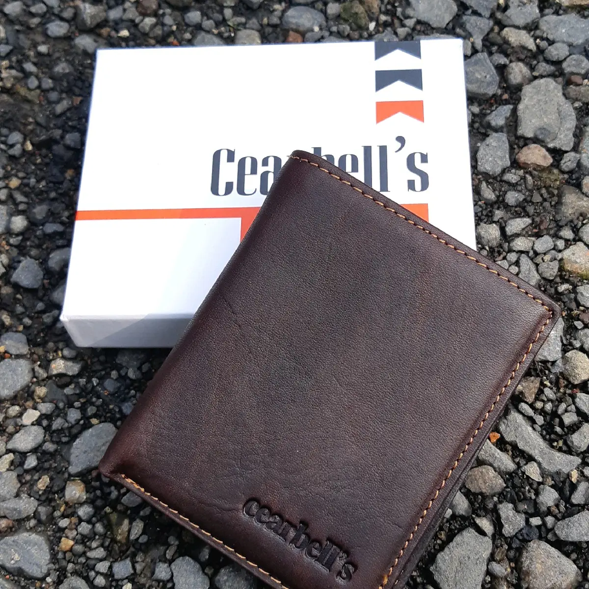 Dompet Pria Lipat Dua Model Buku Berdiri Bahan Kulit Sapi