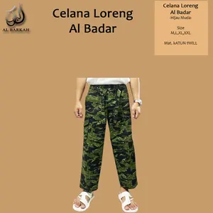 Celana Sirwal Loreng Al Badar Exlusive Tentata ARMY Pangsi Sholat Pria Celana Cargo Hijau Katun