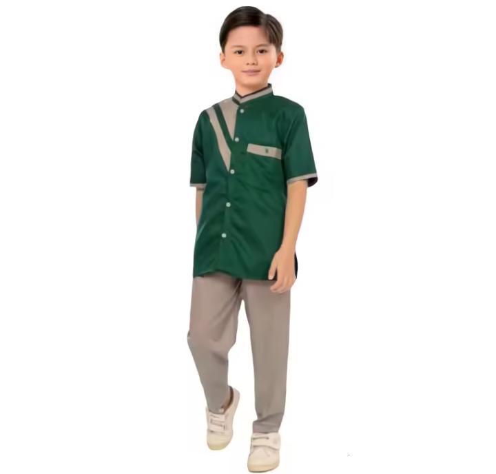 Setelan Koko Hafizh Muslim Anak Lengan Pendek Bahan Poly Micro Usia 1-12 Tahun Baju Katun Celana 3