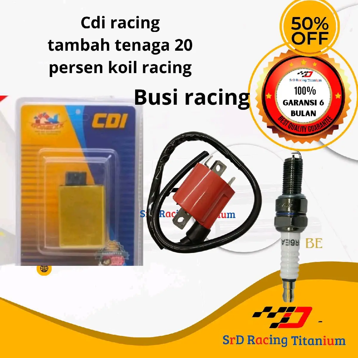 PAKET UPGRADE CDI RACING KOIL DAN BUSI RACING JUPITER Z MIO SPORTY NUVO MIO SOUL 5TL/5TP   Motor