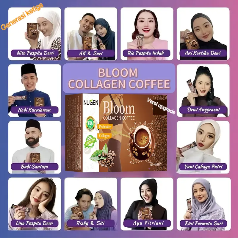 4-1-2【COD】(Peningkatan produk baru generasi ketiga) Bloom collagen coffee,BLOOM Kopi Kolagen Mekar, Minuman Padat, Kopi Instan, Kopi Hitam 2