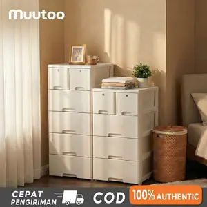 Muutoo Lemari Plastik / Loker Plastik Serbaguna – Lemari Pakaian dengan Laci, Drawer Storage Cabinet, Garansi 5 Tahun
